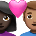 👩🏿‍❤️‍👨🏽 couple with heart: woman, man, dark skin tone, medium skin tone display on Apple